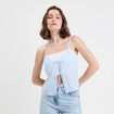Débardeur court décolleté noeuds beige femme