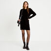 Robe pull droite manches longues noir femme