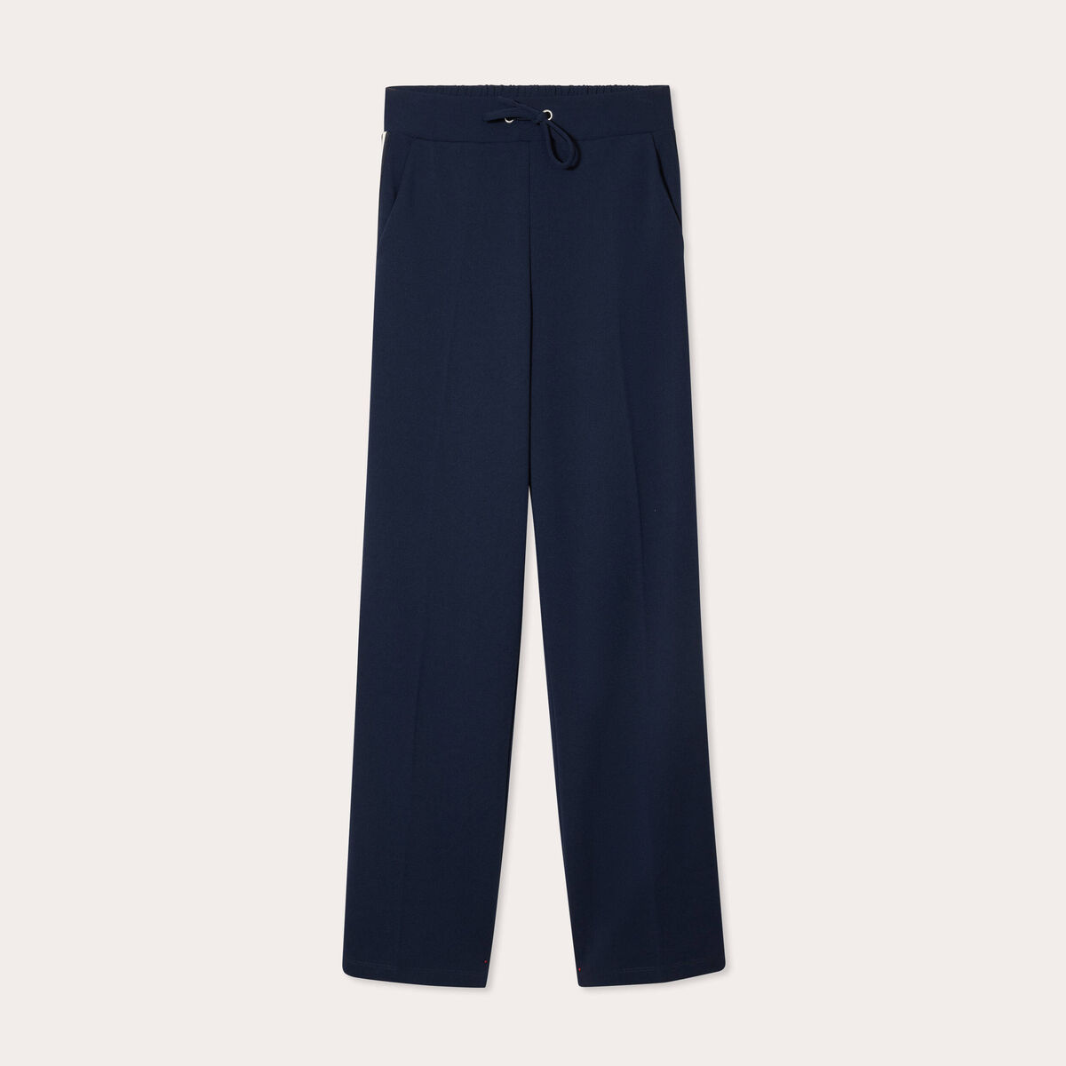 Pantalon large avec bandes bleu marine femme