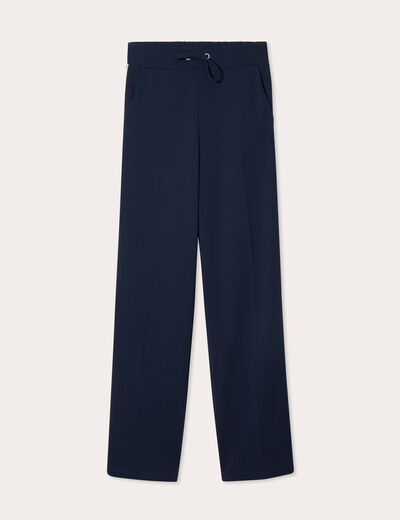 Pantalon large avec bandes bleu marine femme
