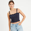 Débardeur smocké bleu marine femme