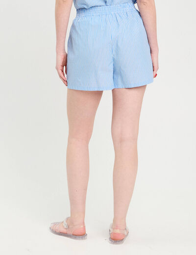 Short droit bleu femme