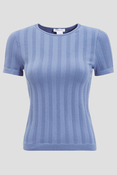 T-shirt manches courtes bleu femme