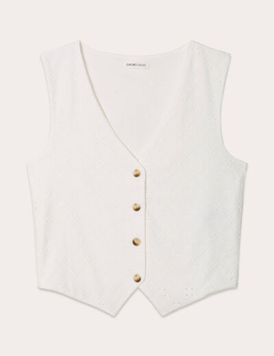 Veston sans manches ecru femme