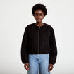 Veste cropped bas resserr&eacute; noir femme