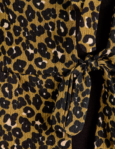 Blouse nouée manches longues vert kaki femme