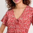 Robe évasée détails noeuds rouge foncé femme