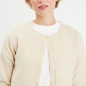 Gilet boutonné manches longues ecru femme