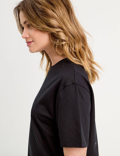 T-shirt oversize col rond noir femme
