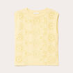 T-shirt sans manches brod&eacute; jaune clair femme