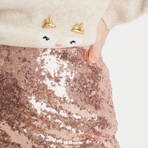 jupe short droite sequins rose champagne femme Jupe-short droite sequins rose champagne femme