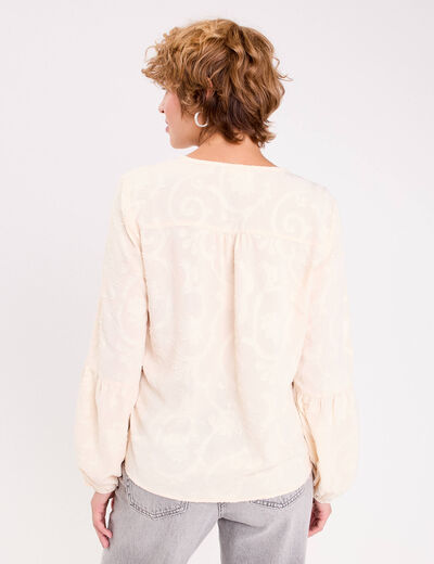 Blouse manches longues ecru femme