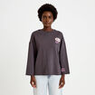 Sweat oversize col rond manches longues gris fonc&eacute; femme