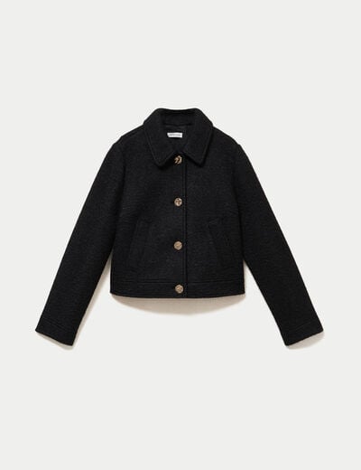 Veste droite courte sans manches noir femme