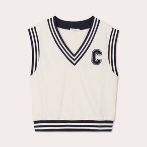 Sweat sans manches ecru femme