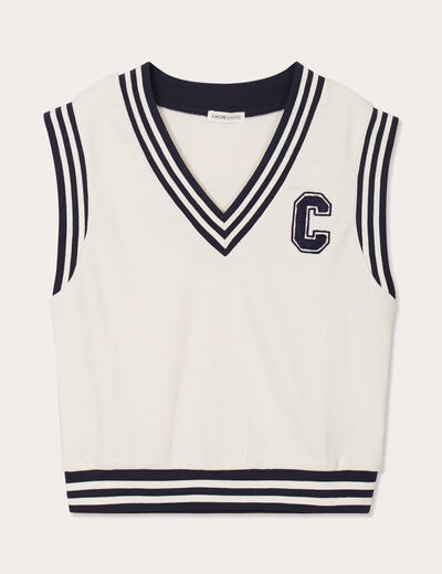 Sweat sans manches ecru femme