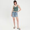 Débardeur cropped dentelle vert foncé femme