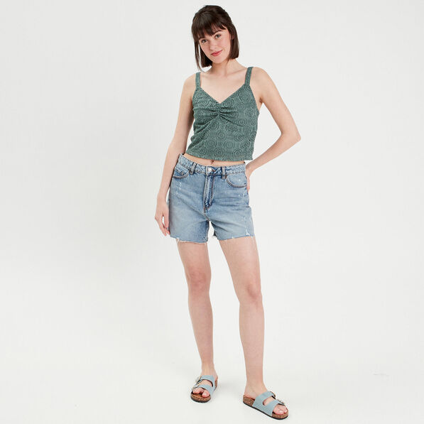 debardeur cropped dentelle vert fonce femme Débardeur cropped dentelle vert foncé femme