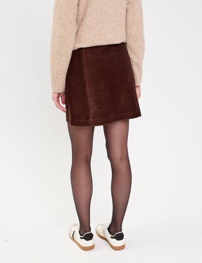 Jupe trap&egrave;ze en velours marron fonc&eacute; femme