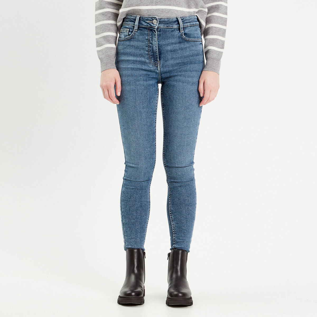 Jeans skinny taille haute denim double stone femme