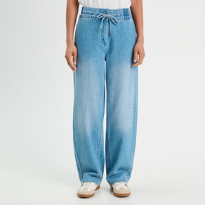 Jeans large taille élastiquée denim double stone femme