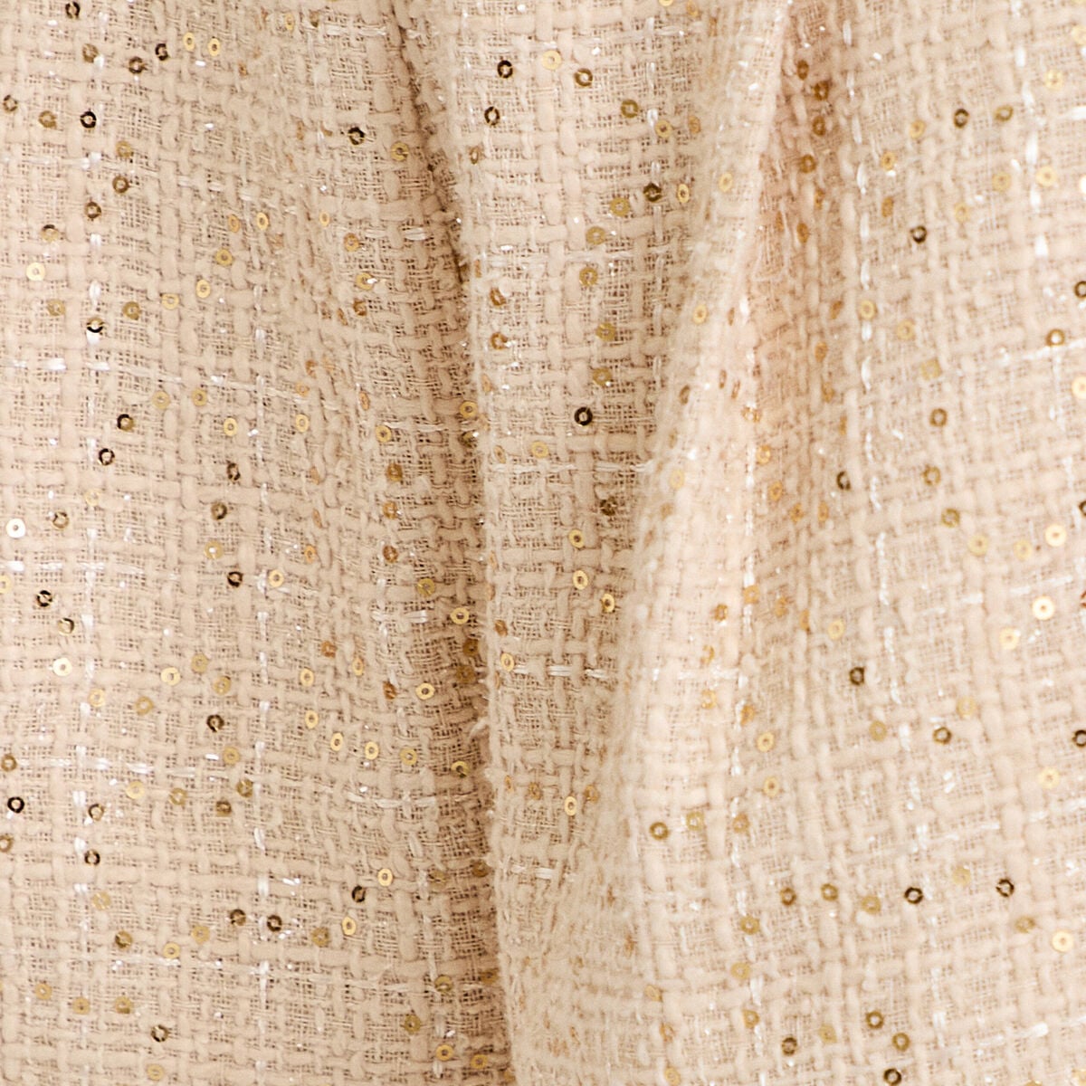 Short large taille haute en tweed ivoire femme