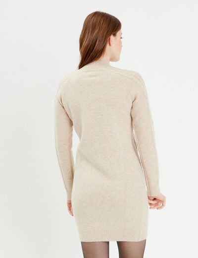 Robe pull ajustée torsades sable femme