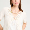 Blouse manches courtes nouée ecru femme
