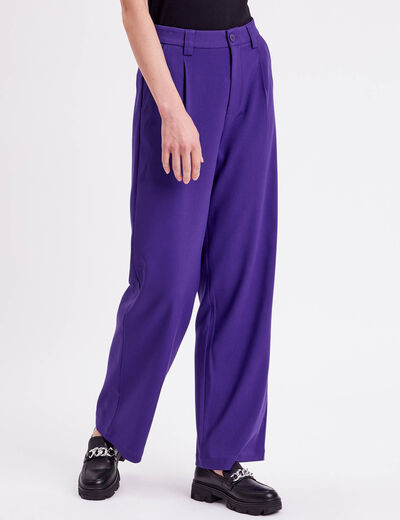 Pantalon droit large violet femme