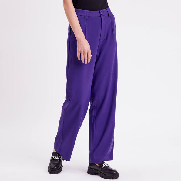 pantalon droit large violet femme Pantalon droit large violet femme