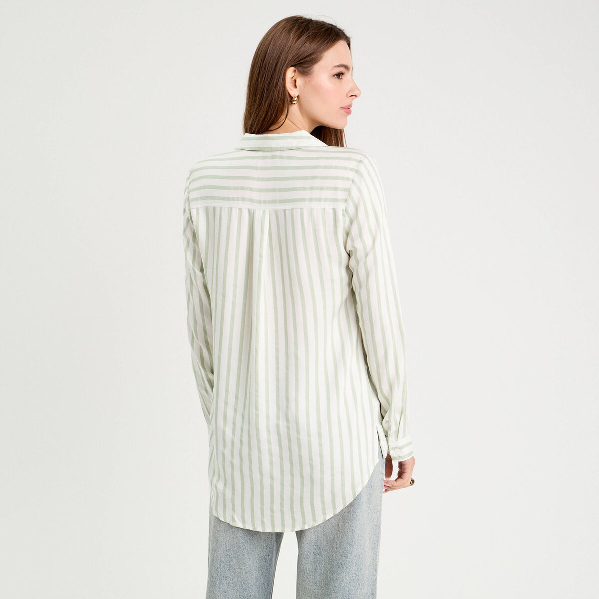 Chemise manches longues vert kaki femme