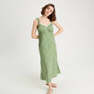Robe longue évasée vert kaki femme