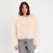Veste fausse fourrure ecru femme