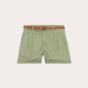short chino ceinture vert kaki femme Short chino ceinturé vert kaki femme