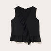 Blouse sans manches volants noir femme