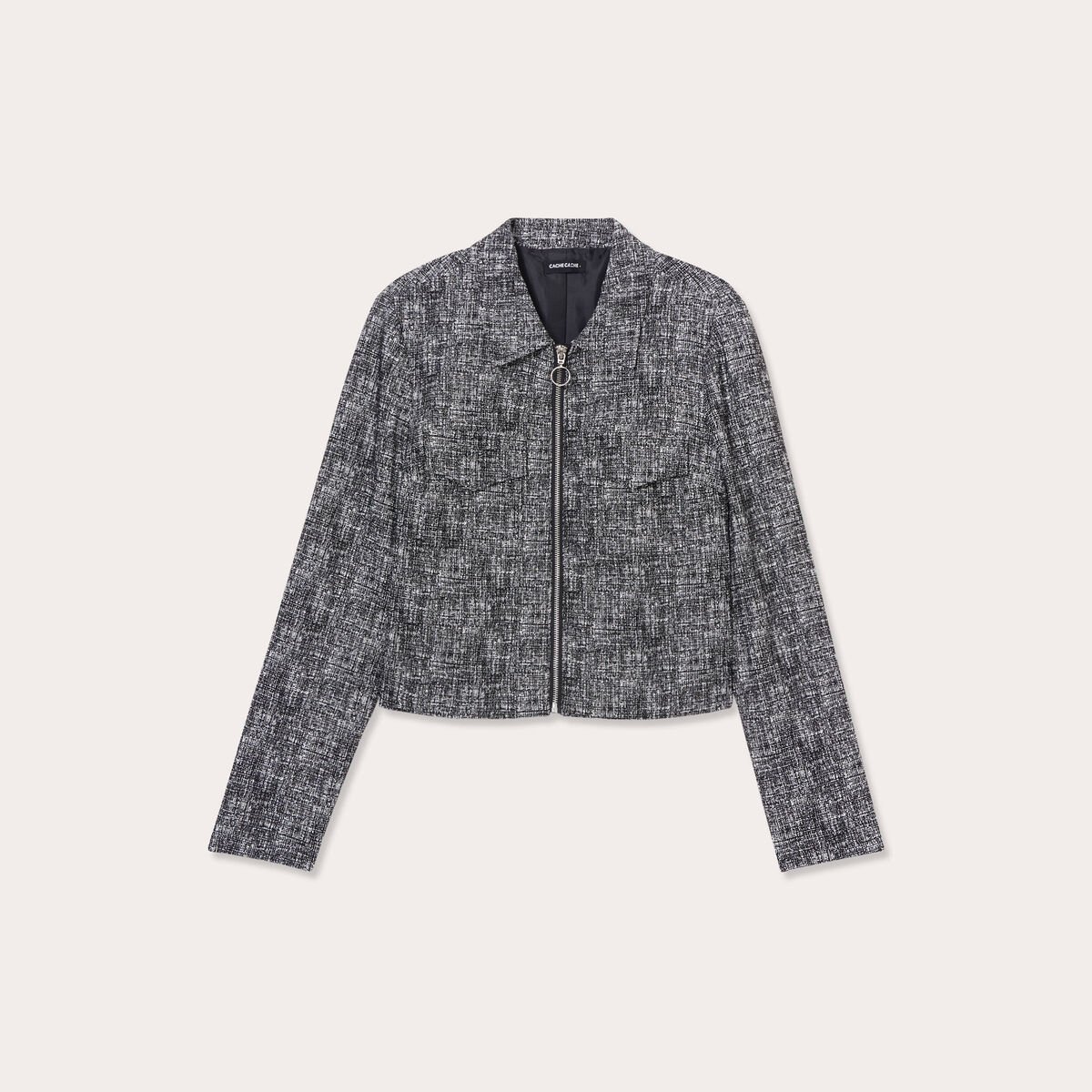 Veste courte zippée noir femme