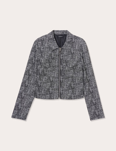 Veste courte zippée noir femme