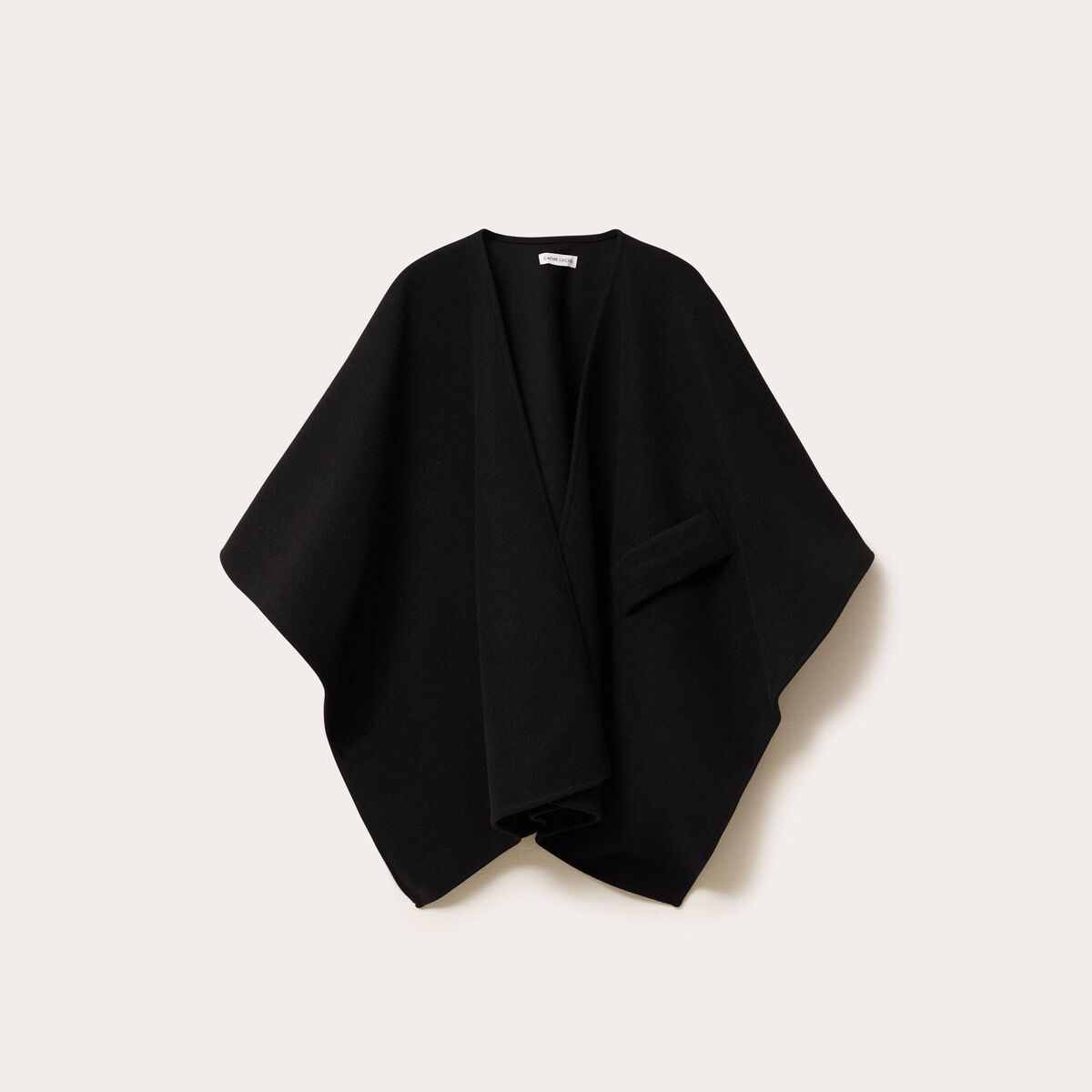 Poncho col V avec passant noir femme