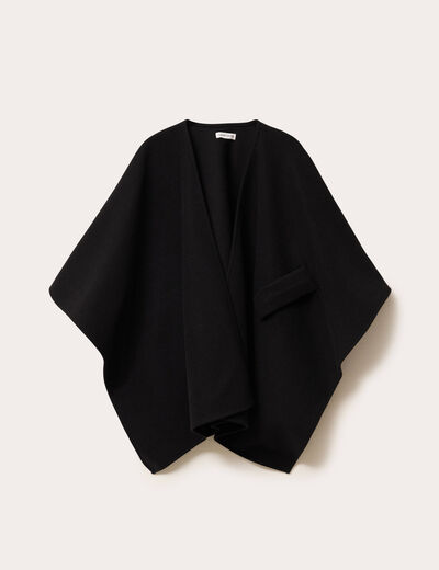 Poncho col V avec passant noir femme