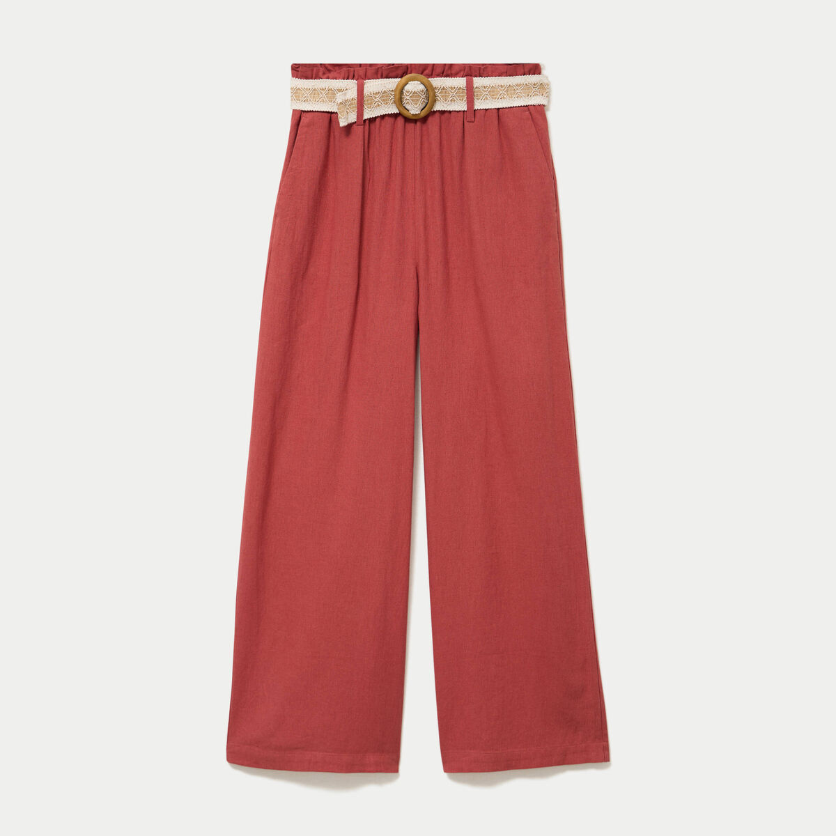 Pantalon large avec ceinture amovible vieux rose femme