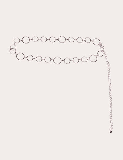 Ceinture chaîne en métal gris argent femme