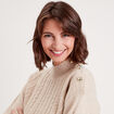 Pull col montant avec torsades sable femme