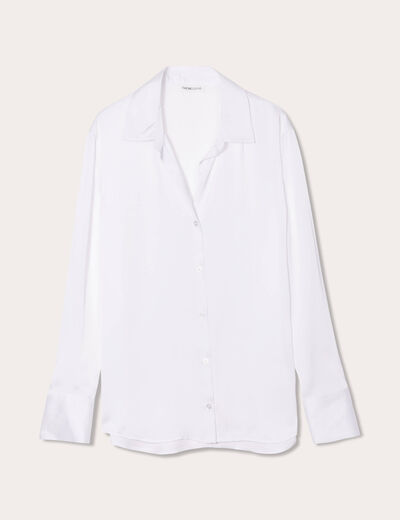 Chemise manches longues satin blanc femme