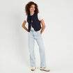 Veste matelassée nouée bleu marine femme