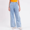 Jeans large zippé denim bleach femme