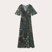 Robe longue évasée noir femme