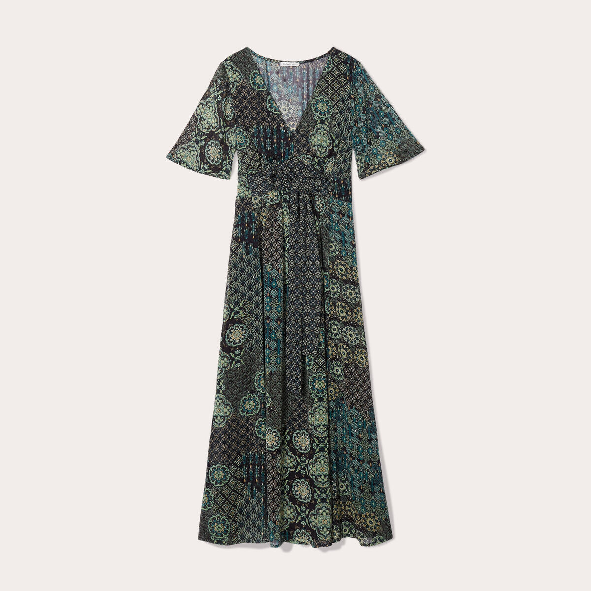 Robe longue évasée noir femme