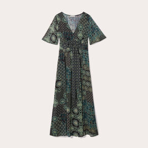Robe longue évasée noir femme