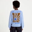 Pull ample col rond manches longues bleu ciel femme