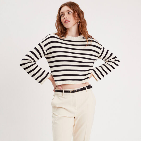 pull court manches pagodes blanc femme Pull court manches pagodes blanc femme